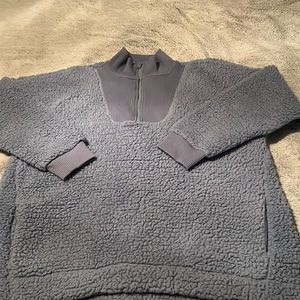 AERIE teddy half zip pullover blue size MED